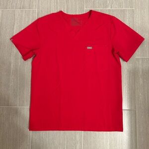 Figs Men's Red Scrub Top
